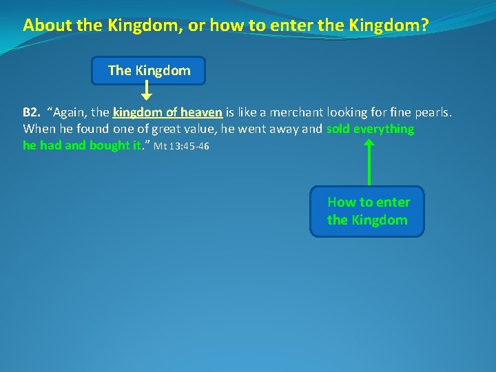 About the Kingdom, or how to enter the Kingdom? The Kingdom B 2. “Again,