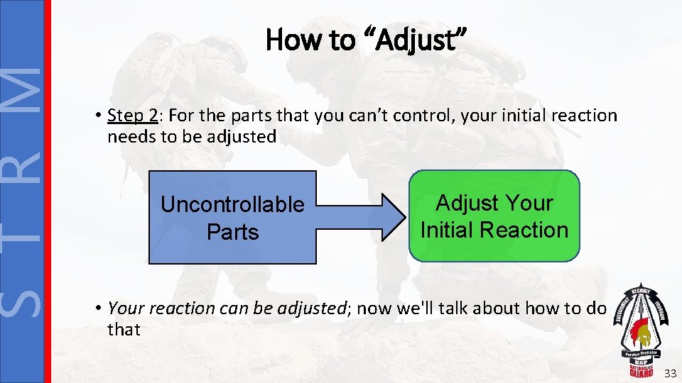 S T R M How to “Adjust” • Step 2: For the parts that