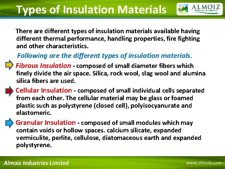 Types of Insulation Materials There are different types of insulation materials available having different
