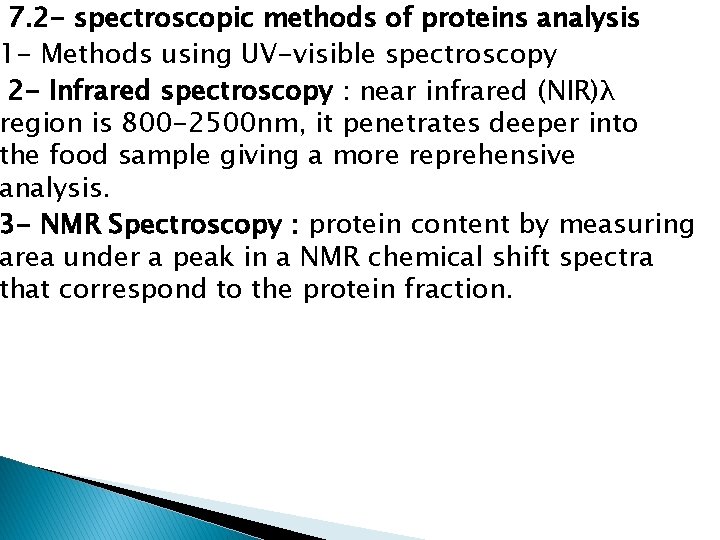 7. 2 - spectroscopic methods of proteins analysis 1 - Methods using UV-visible spectroscopy