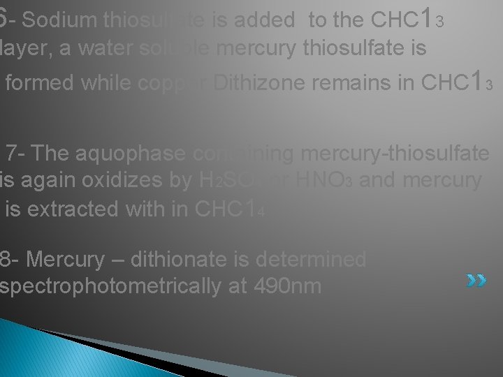 6 - Sodium thiosulfate is added to the CHC 13 layer, a water soluble