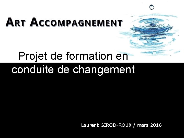 Projet de formation en conduite de changement Laurent GIROD-ROUX / mars 2016 