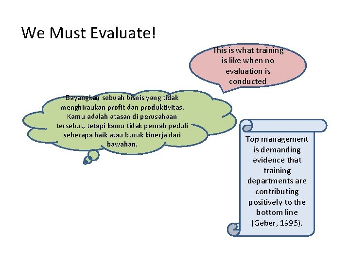 We Must Evaluate! This is what training is like when no evaluation is conducted