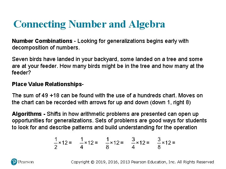 Connecting Number and Algebra Number Combinations - Looking for generalizations begins early with decomposition