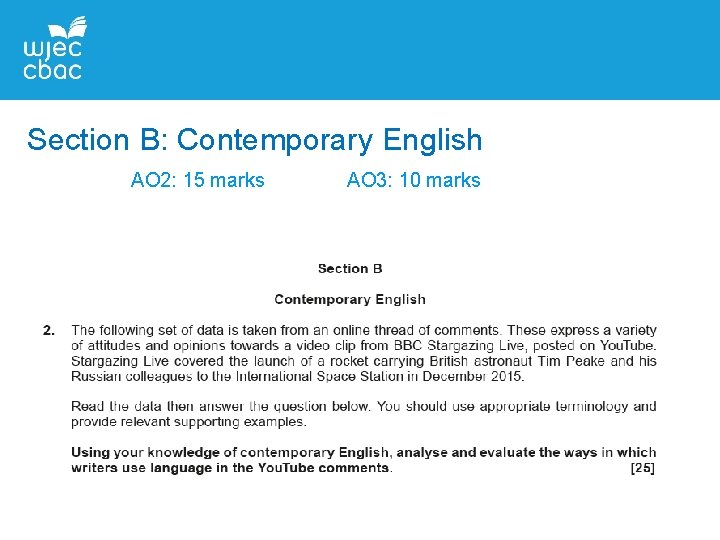 Section B: Contemporary English AO 2: 15 marks AO 3: 10 marks 