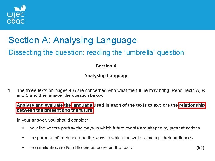 Section A: Analysing Language Dissecting the question: reading the ‘umbrella’ question 