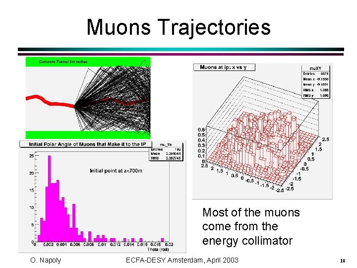 Muons Trajectories Most of the muons come from the energy collimator O. Napoly ECFA-DESY