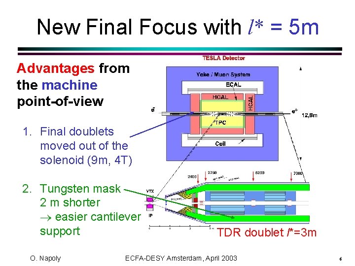New Final Focus with l* = 5 m Advantages from the machine point-of-view 1.
