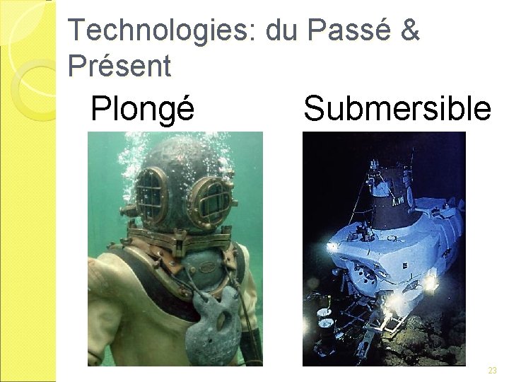 Technologies: du Passé & Présent Plongé Submersible s 23 
