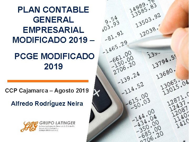 PLAN CONTABLE GENERAL EMPRESARIAL MODIFICADO 2019 – PCGE MODIFICADO 2019 CCP Cajamarca – Agosto