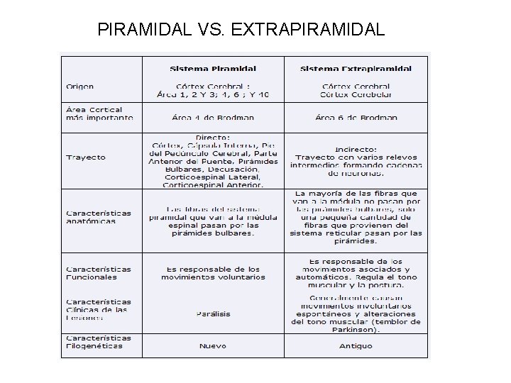 PIRAMIDAL VS. EXTRAPIRAMIDAL 