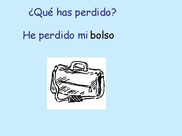 ¿Qué has perdido? He perdido mi bolso 