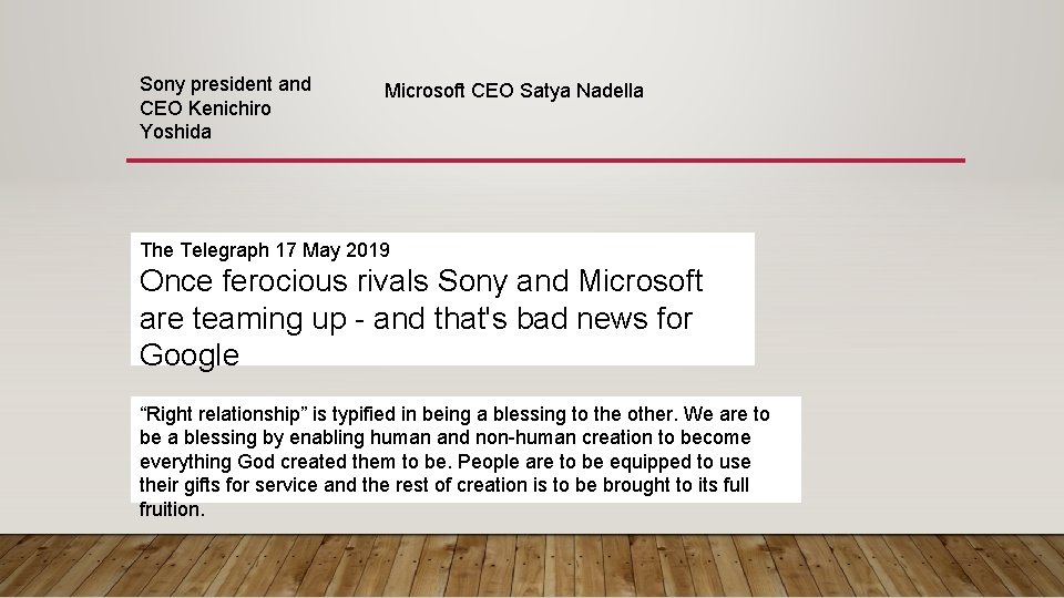 Sony president and CEO Kenichiro Yoshida Microsoft CEO Satya Nadella The Telegraph 17 May