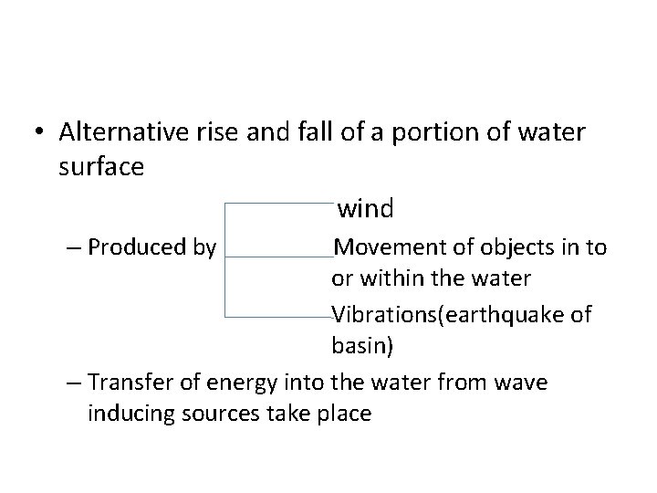  • Alternative rise and fall of a portion of water surface wind –