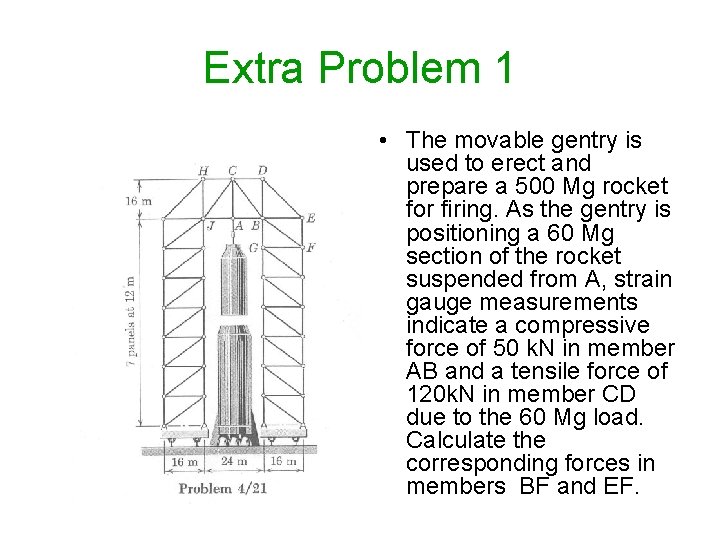 Extra Problem 1 • The movable gentry is used to erect and prepare a