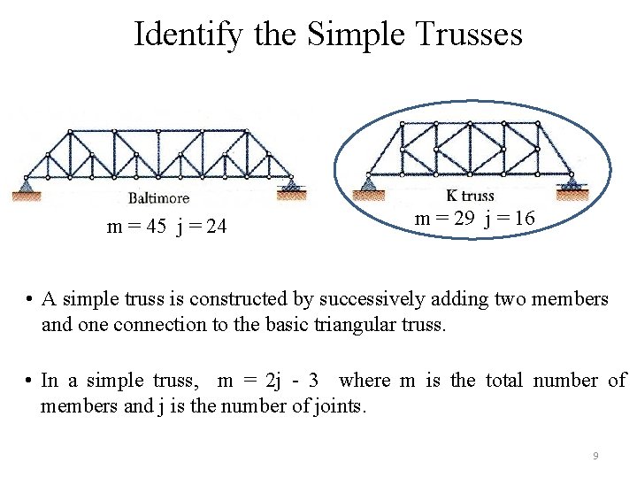 Identify the Simple Trusses m = 45 j = 24 m = 29 j