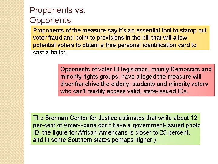 Proponents vs. Opponents Proponents of the measure say it’s an essential tool to stamp