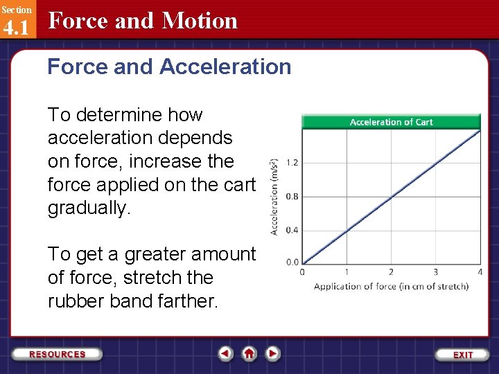 Section 4. 1 Force and Motion Force and Acceleration To determine how acceleration depends