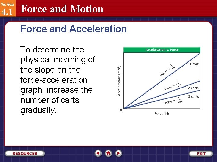Section 4. 1 Force and Motion Force and Acceleration To determine the physical meaning