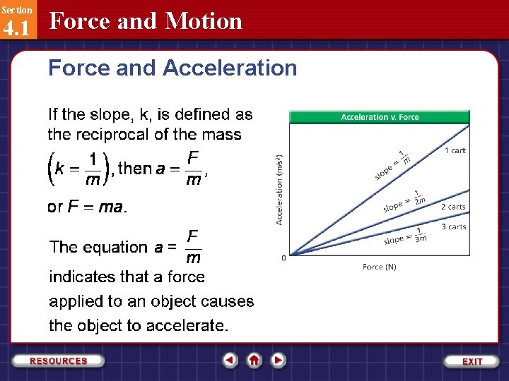 Section 4. 1 Force and Motion Force and Acceleration 