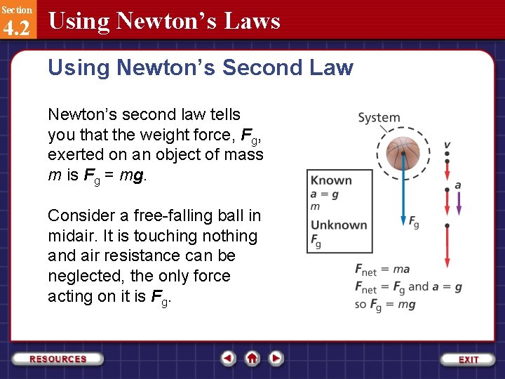 Section 4. 2 Using Newton’s Laws Using Newton’s Second Law Newton’s second law tells