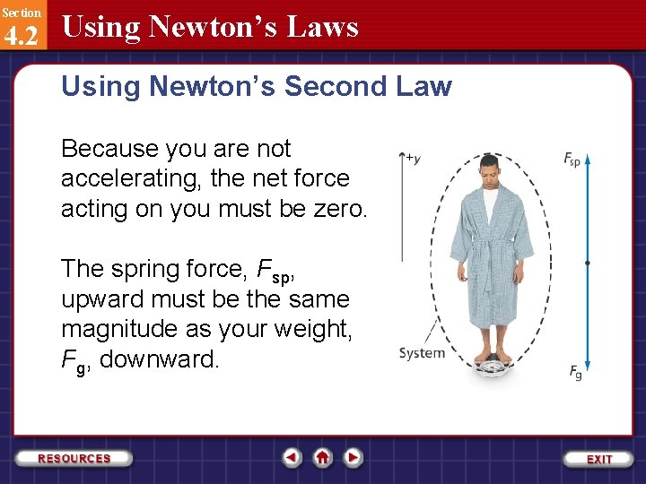 Section 4. 2 Using Newton’s Laws Using Newton’s Second Law Because you are not