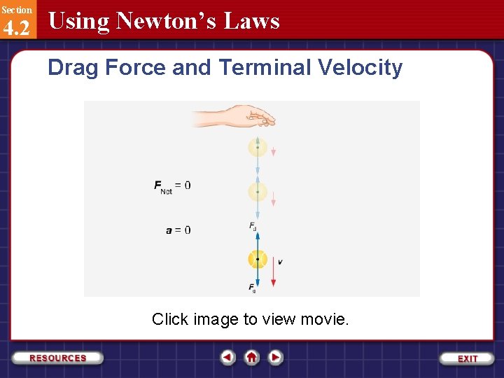 Section 4. 2 Using Newton’s Laws Drag Force and Terminal Velocity Click image to