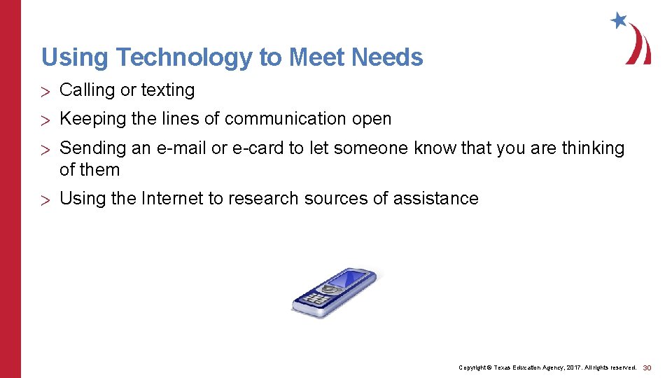 Using Technology to Meet Needs > Calling or texting > Keeping the lines of
