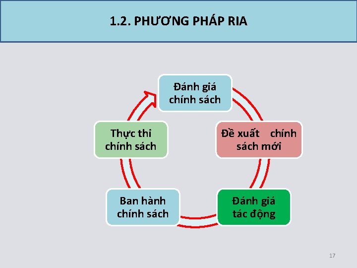 1. 2. PHƯƠNG PHÁP RIA Đánh giá chính sách Thực thi chính sách Ban