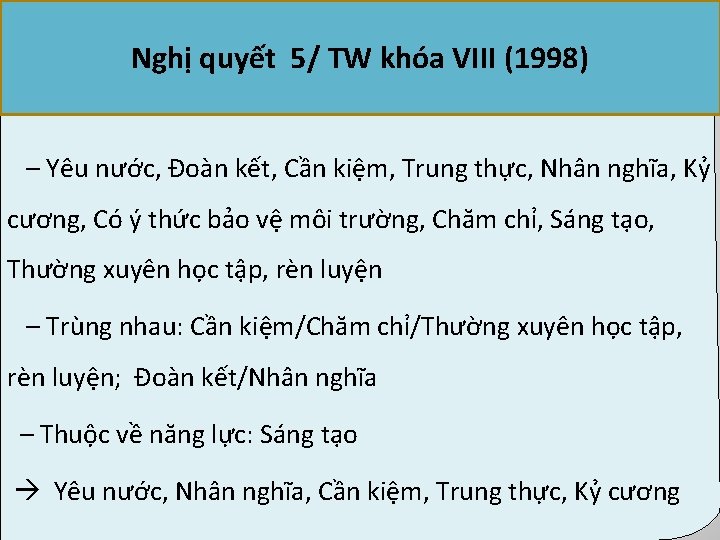 Nghị quyết 5/ TW khóa VIII (1998) – Yêu nước, Đoàn kết, Cần kiệm,