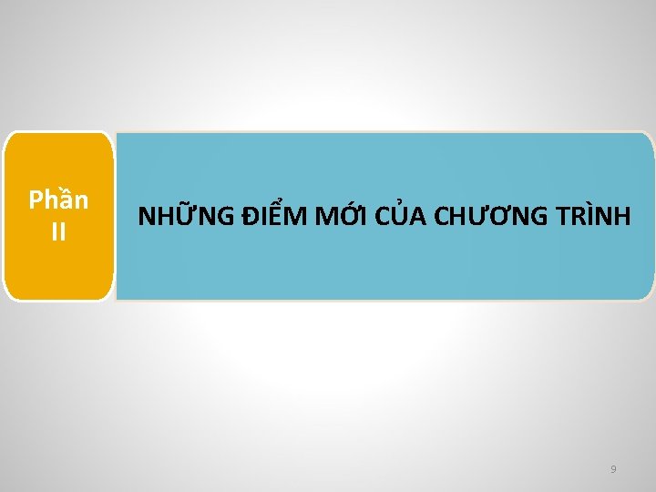 Phần II NHỮNG ĐIỂM MỚI CỦA CHƯƠNG TRÌNH 9 