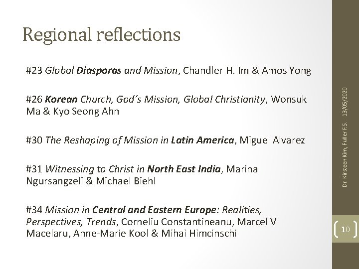 Regional reflections #26 Korean Church, God’s Mission, Global Christianity, Wonsuk Ma & Kyo Seong