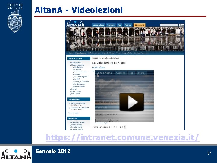 Altan. A - Videolezioni https: //intranet. comune. venezia. it/ Gennaio 2012 17 