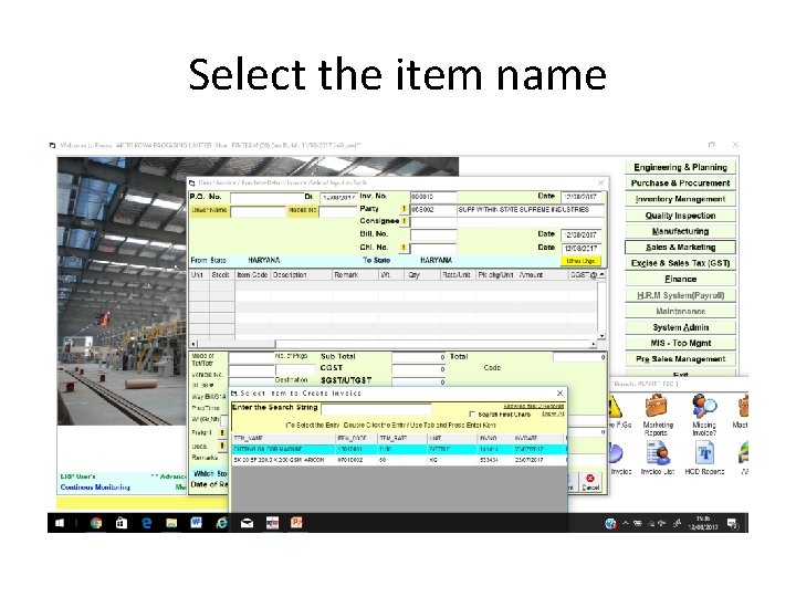 Select the item name 