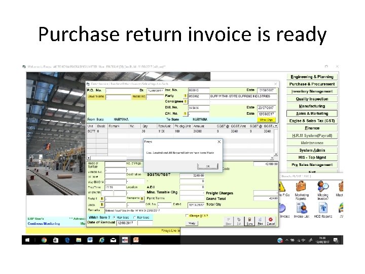 Purchase return invoice is ready 