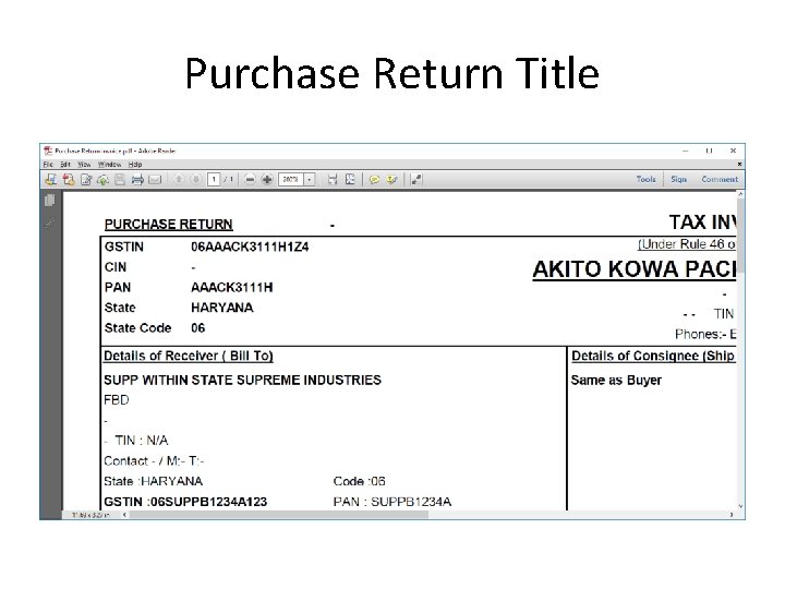 Purchase Return Title 