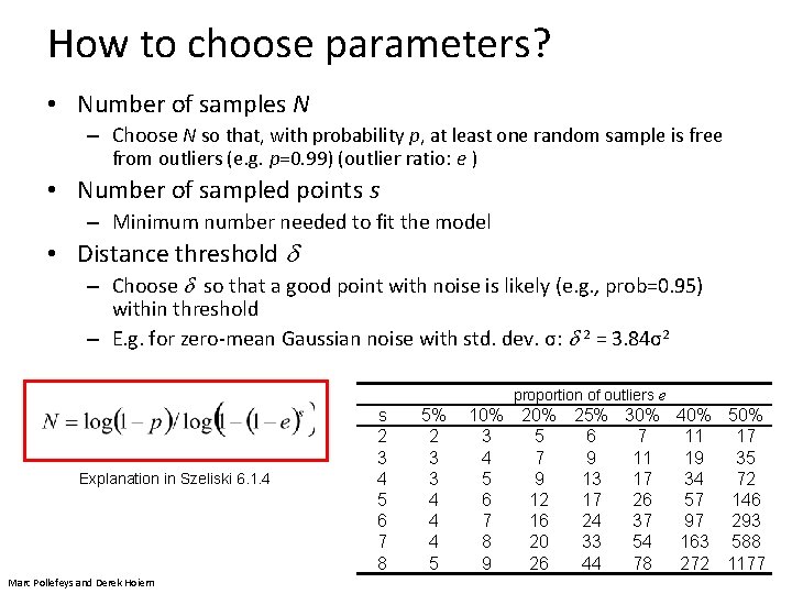 How to choose parameters? • Number of samples N – Choose N so that,