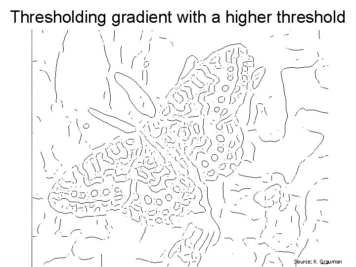 Thresholding gradient with a higher threshold Source: K. Grauman 