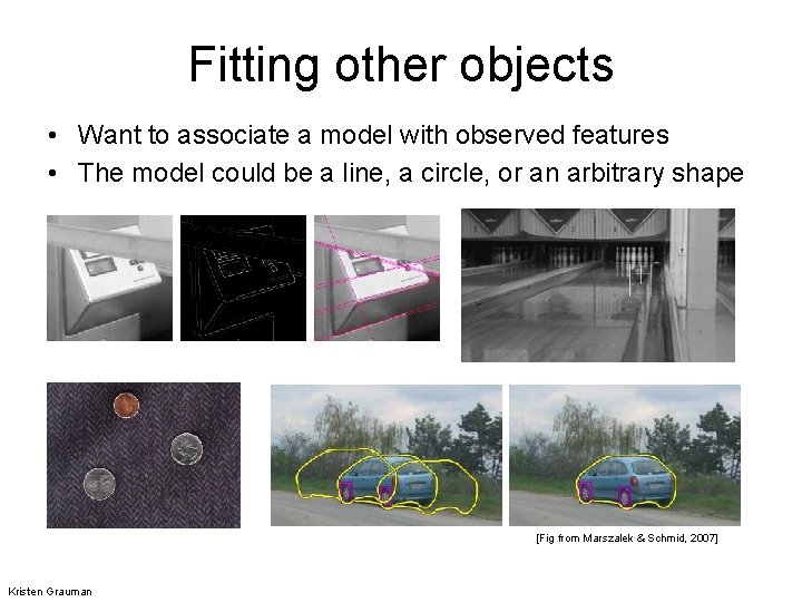 Fitting other objects • Want to associate a model with observed features • The