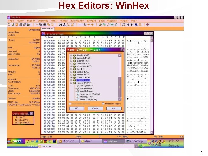 Hex Editors: Win. Hex 15 