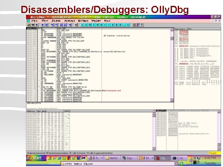 Disassemblers/Debuggers: Olly. Dbg 18 