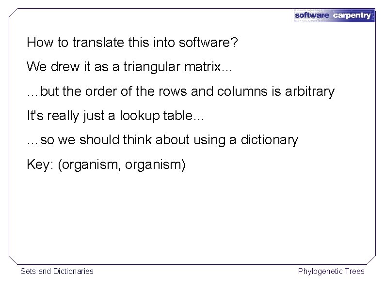 How to translate this into software? We drew it as a triangular matrix… …but