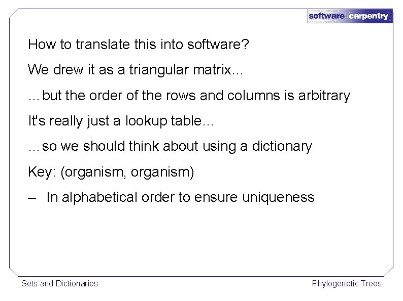 How to translate this into software? We drew it as a triangular matrix… …but