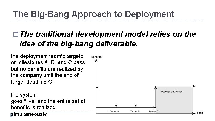 The Big-Bang Approach to Deployment � The traditional development model relies on the idea