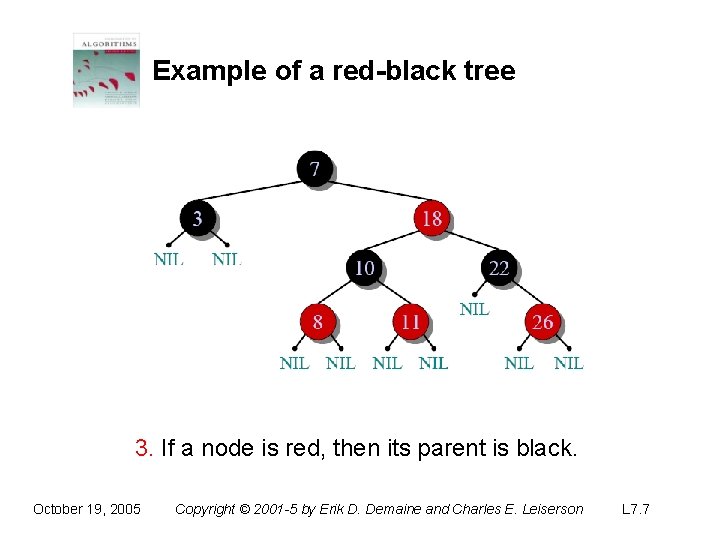 Example of a red-black tree 3. If a node is red, then its parent