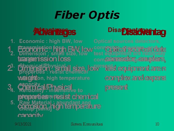 Fiber Optis 9/13/2021 Sistem Komunikasi 10 