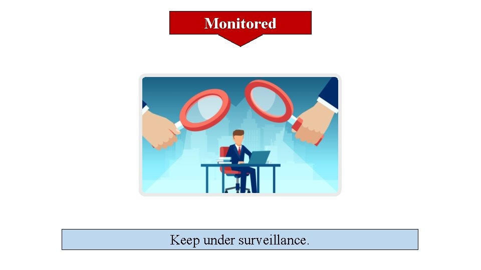 Monitored Keep under surveillance. 