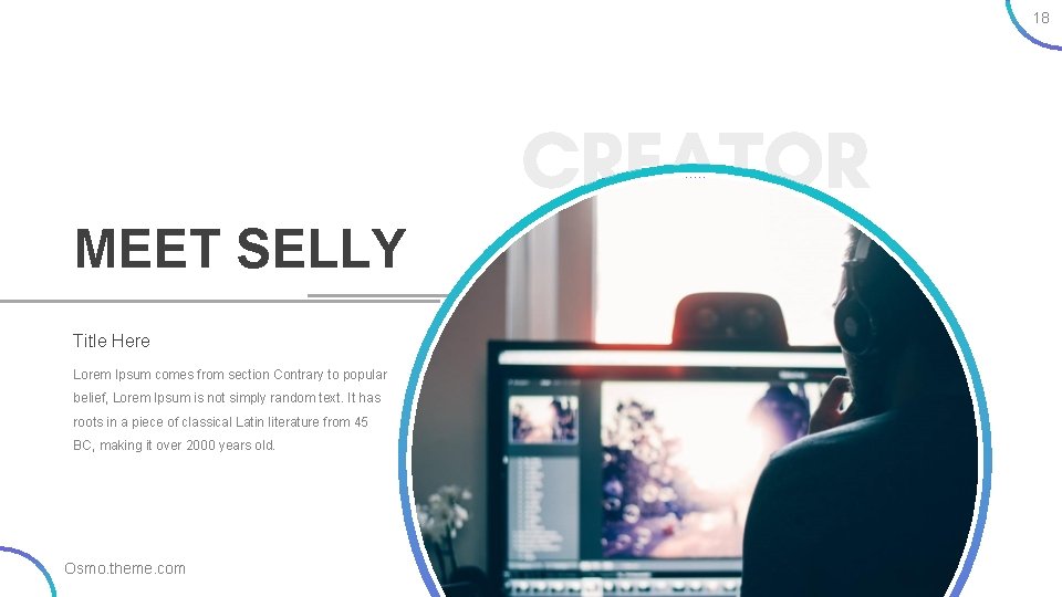 18 MEET SELLY Title Here Lorem Ipsum comes from section Contrary to popular belief,