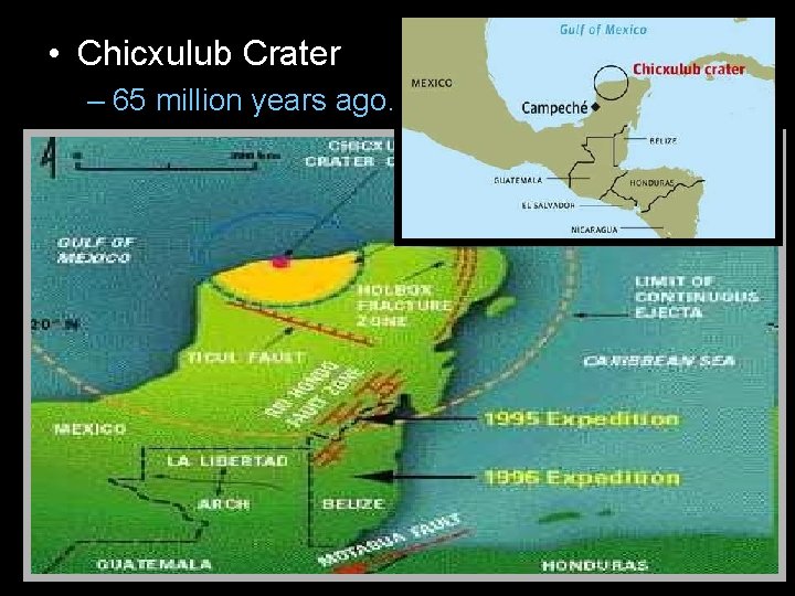  • Chicxulub Crater – 65 million years ago. 