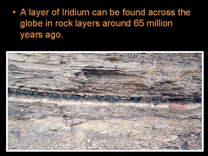  • A layer of Iridium can be found across the globe in rock